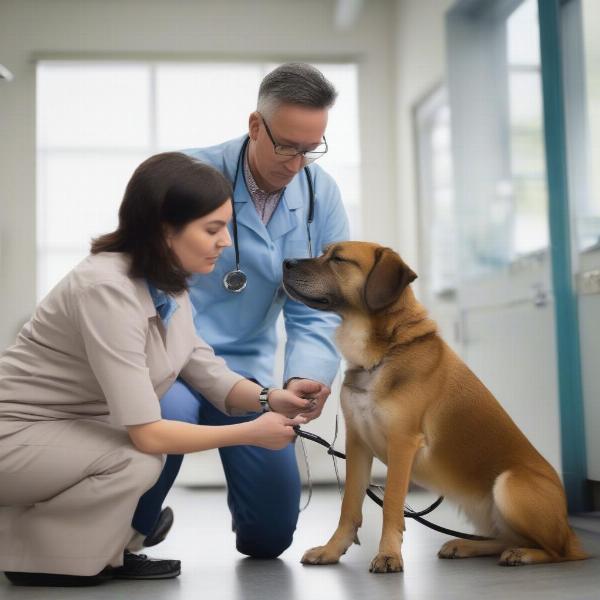 Veterinarian Examining a Dog