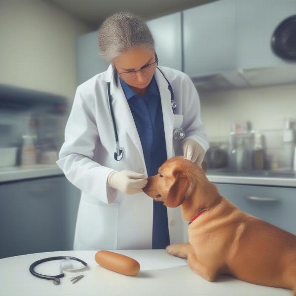 Veterinarian Examining a Dog After it Ate a Wonder Hot Dog Bun