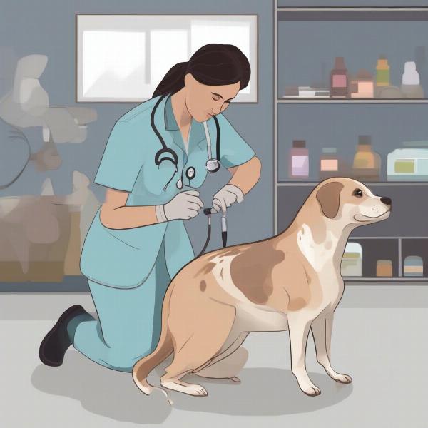 Veterinarian Examining Dog's Skin