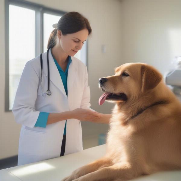 Veterinarian examining a dog