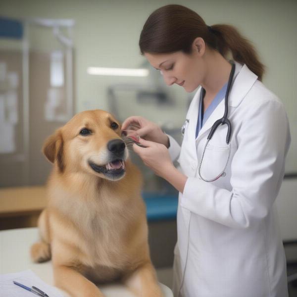 Veterinarian Examining a Dog