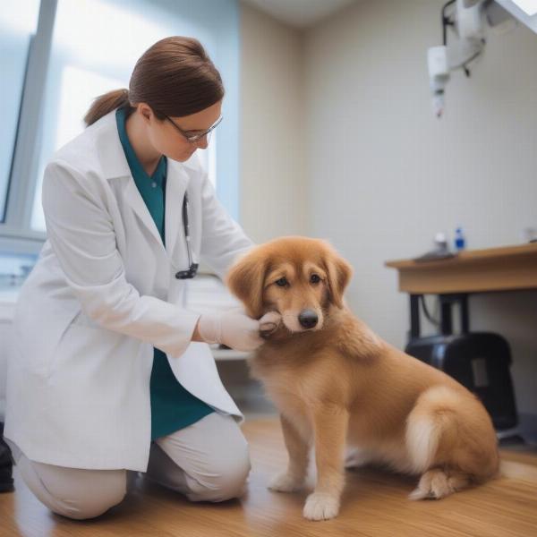 Veterinarian Examining a Dog