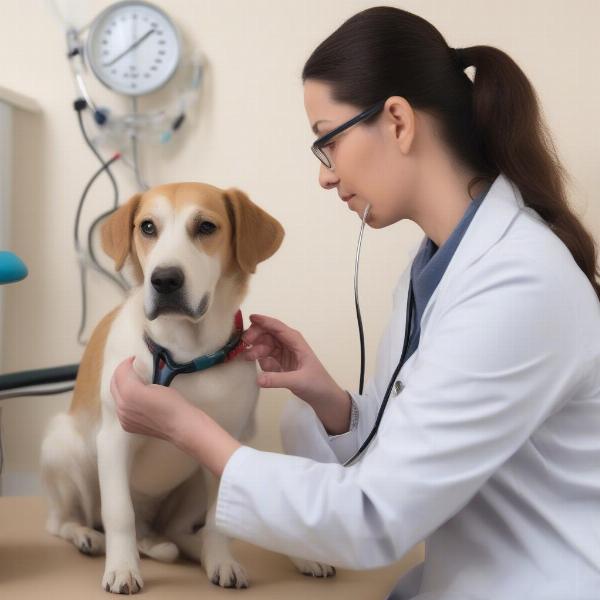 Veterinarian Examining a Diabetic Dog