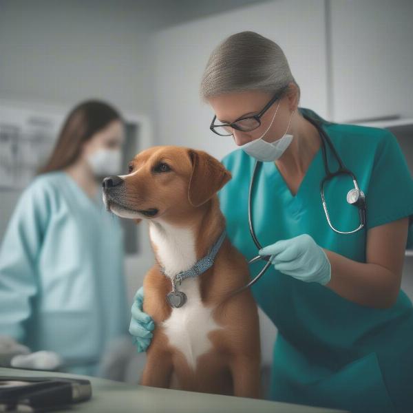 Veterinarian Examining a Dog