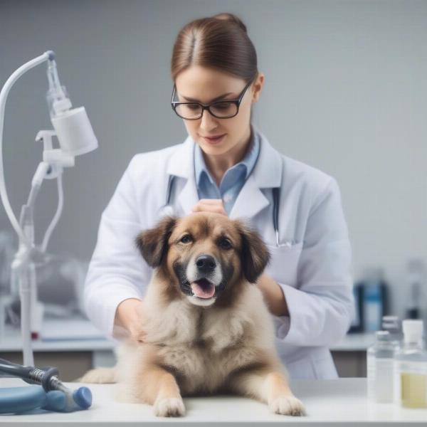 Veterinarian Examining a Dog