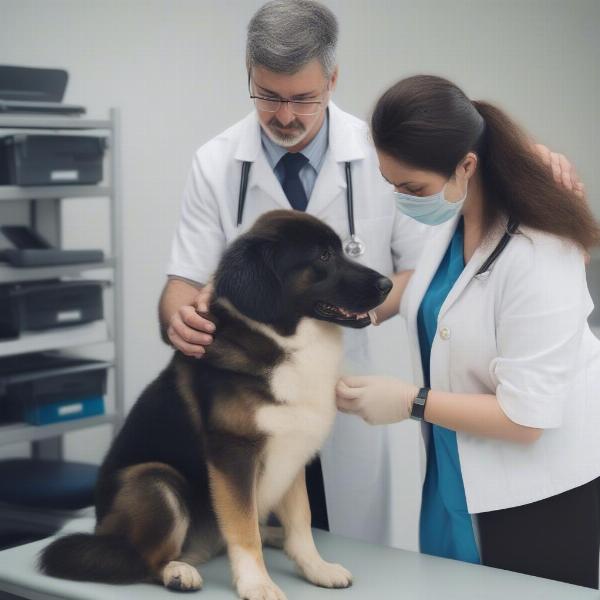 Veterinarian Examining Dog