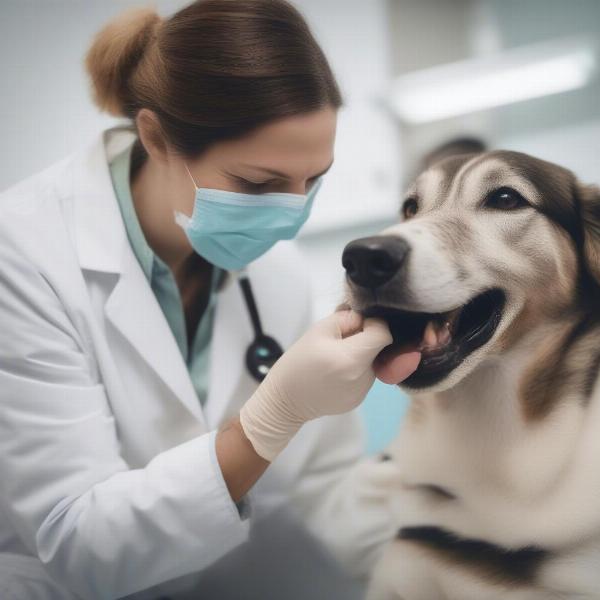 Veterinarian Examining a Dog's Mouth