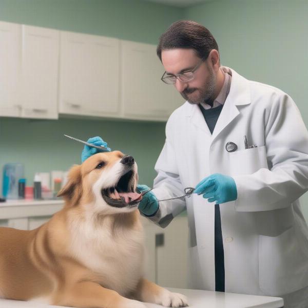 Veterinarian Examining Dog