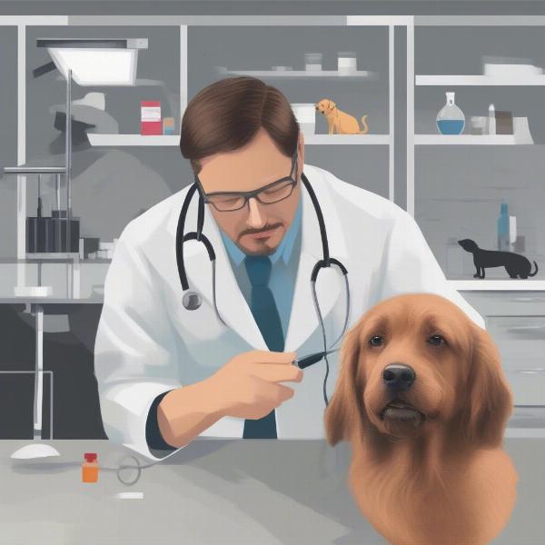 Veterinarian Examining a Dog