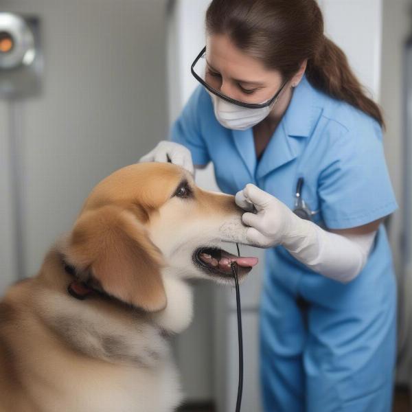 Veterinarian Examining Dog