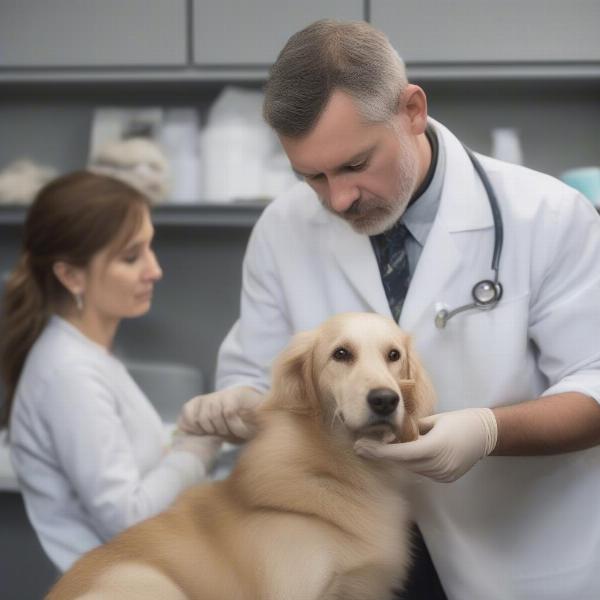 Veterinarian Examining a Dog for Allergies