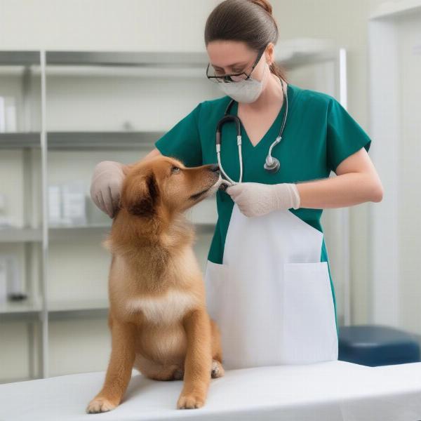 Veterinarian Examining Dog