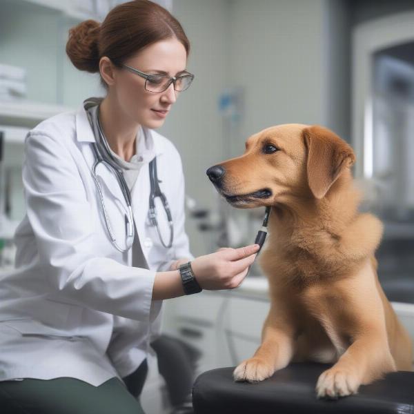 Veterinarian Examining a Dog