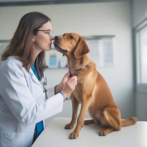 Veterinarian Examining a Dog