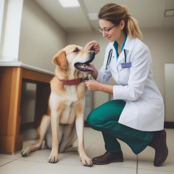 Veterinarian Examining Dog