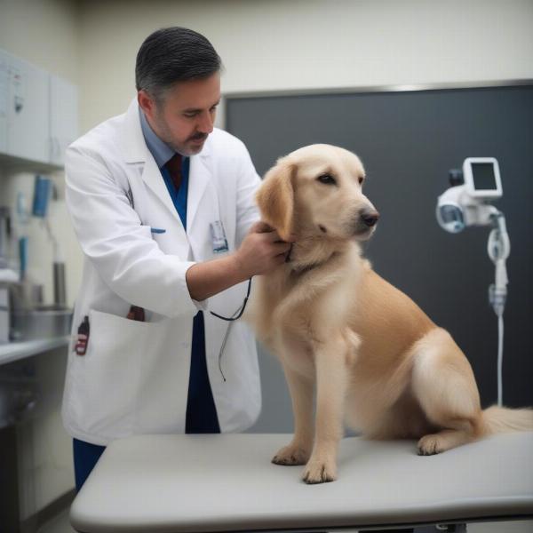 Veterinarian Examining a Dog