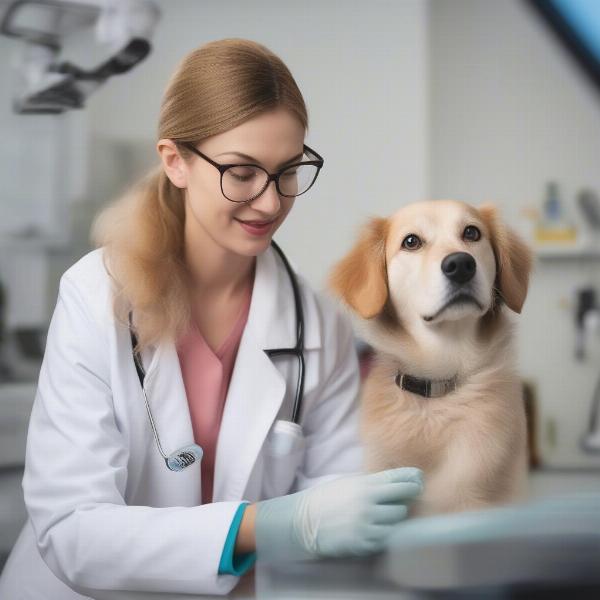 Veterinarian conducting a thorough dog examination