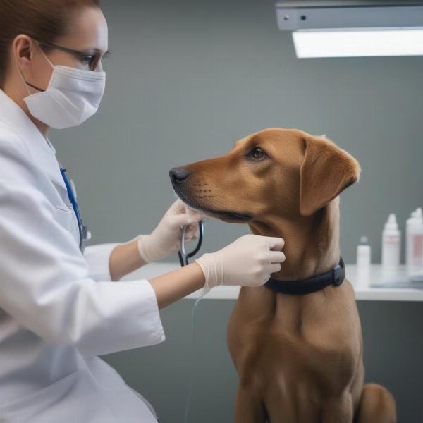 Veterinarian Examining a Dog for Allergies