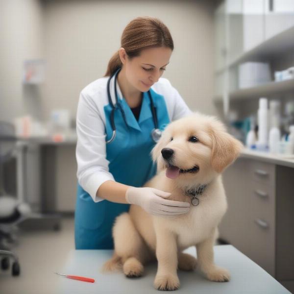 Veterinarian Examining a Dog