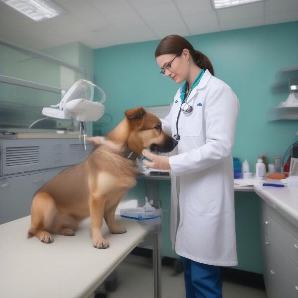 Veterinarian Examining a Dog for Roundup Exposure