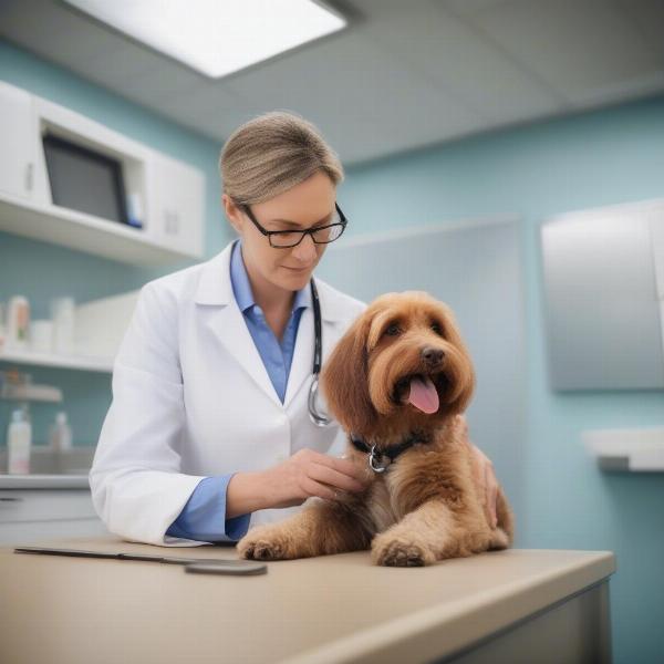 Veterinarian examining a dog