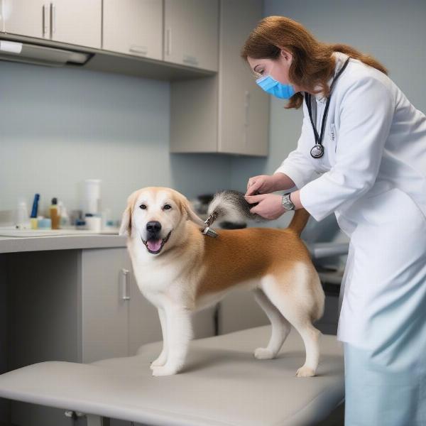 Veterinarian Examining Dog Before PEMF