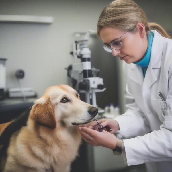 Veterinarian Examining a Dog's Eye