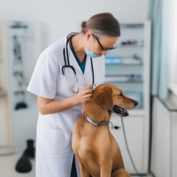 Veterinarian Examining Dog for Dyne Suitability