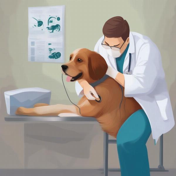 Vet Checking a Dog for Fleas