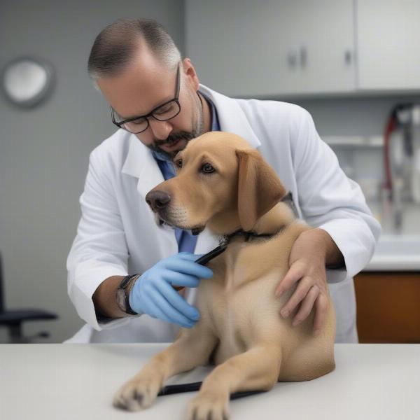 Veterinarian Examining Dog for Itching