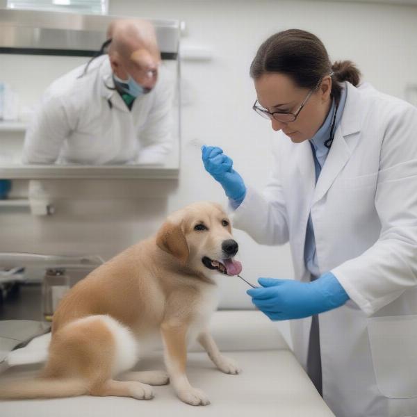 Veterinarian Examining Dog Hot Spot