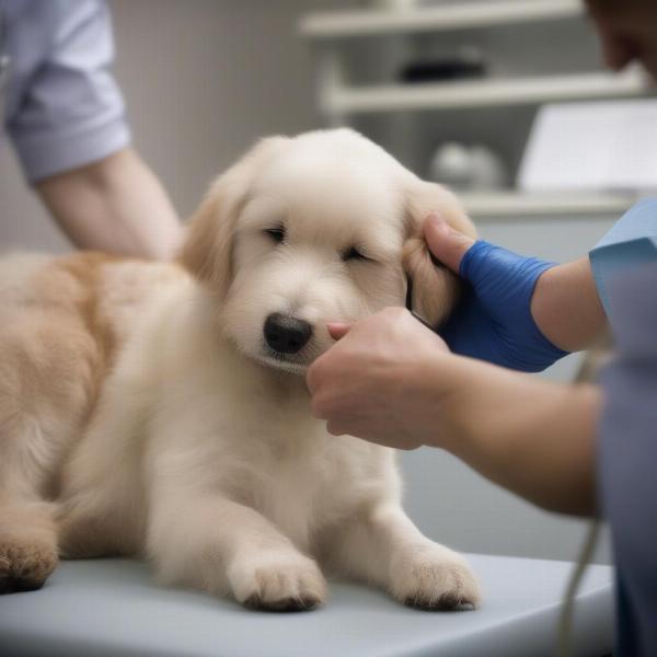 Veterinarian Examining Dog's Leg