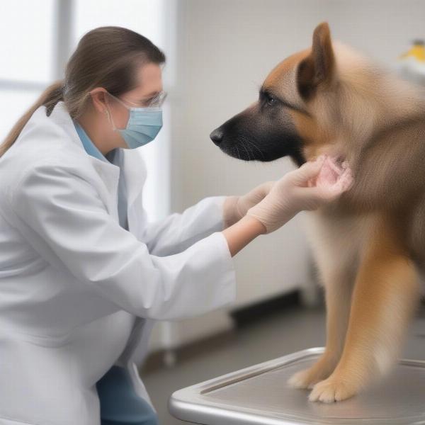 Veterinarian Examining Dog's Skin