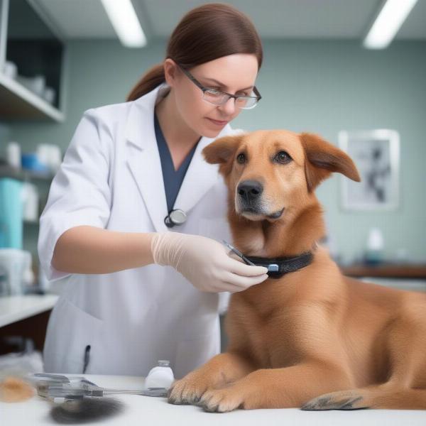 Veterinarian Examining Dog Skin