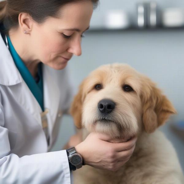 Veterinarian Examining Dog's Skin