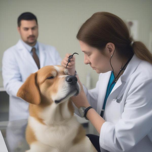 Veterinarian Examining a Dog for VPCs