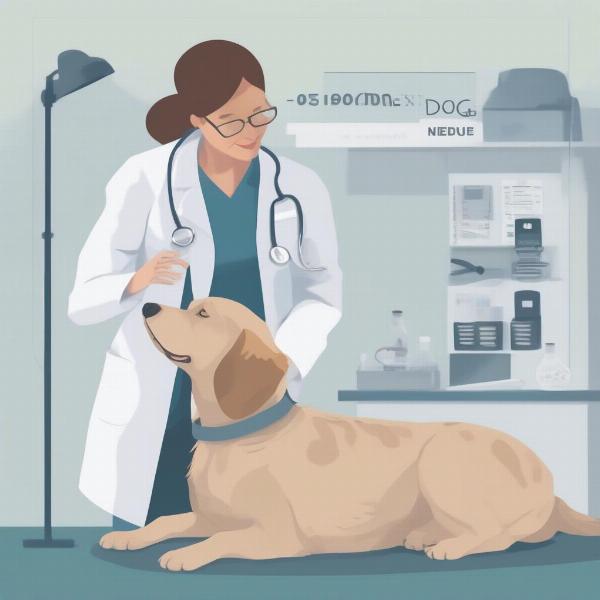 Veterinarian checking a medium-sized dog's liver health