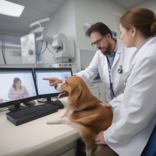 Veterinarian Explaining Echocardiogram Results