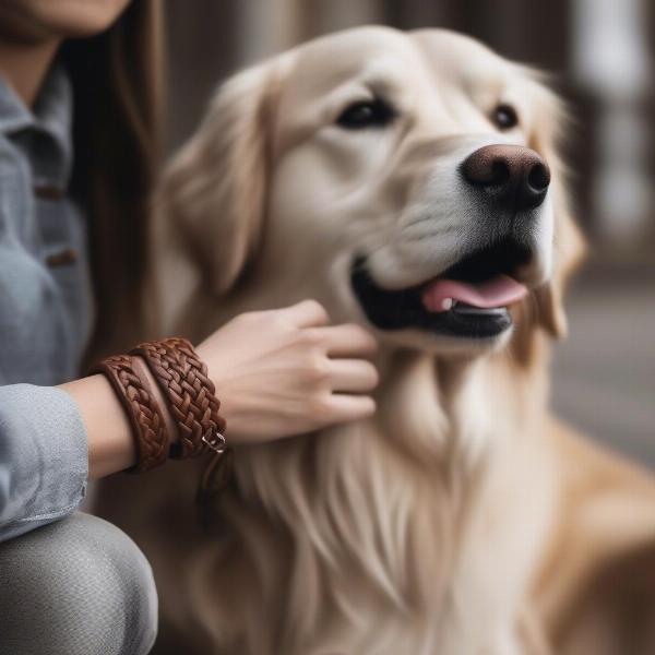 Leather Dog Collar and Matching Bracelet for Owner