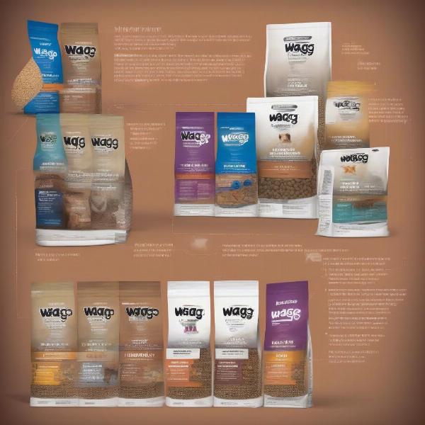 Different types of Wagg 15kg dog food bags