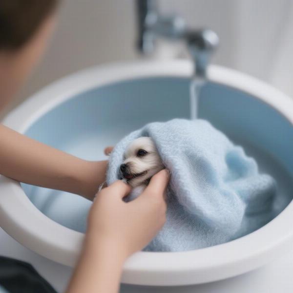 Washing a dachshund jumper