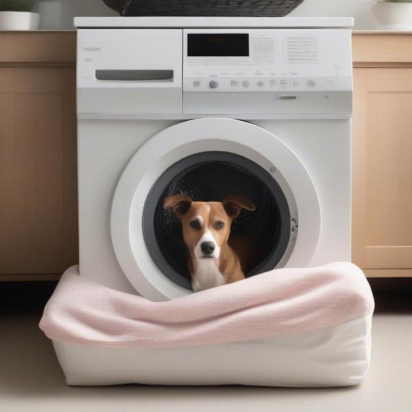 Washing a dog bed cover in a washing machine