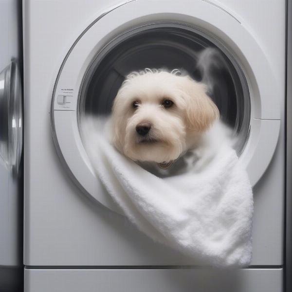 Washing a dog blanket in the washing machine