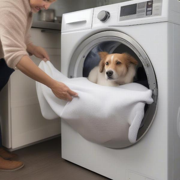 Washing a loveseat dog cover in a washing machine