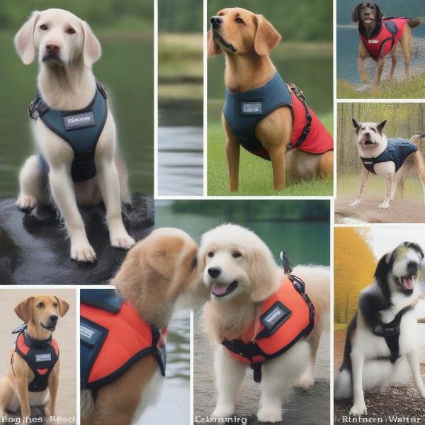 Different types of waterproof dog coat harnesses