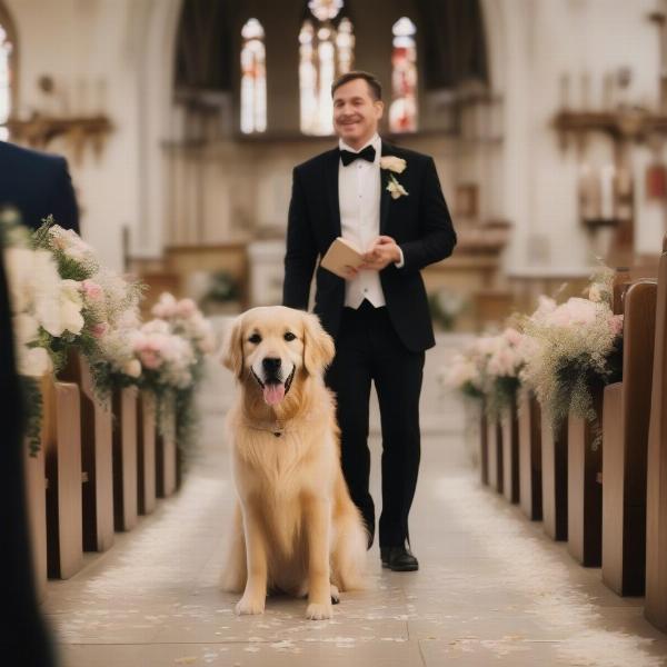 Wedding dog as ring bearer