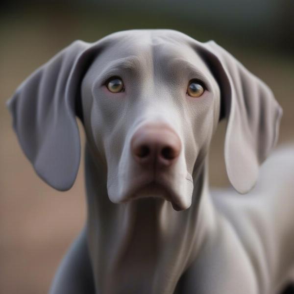 Weimaraner with its distinctive silver coat