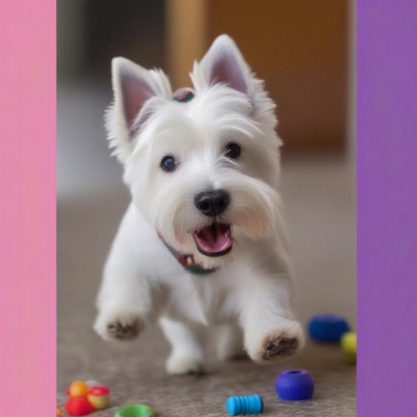 West Highland White Terrier Playing with Toy