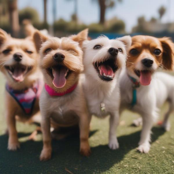 Happy Dogs Playing at West Hollywood Small Dog Park