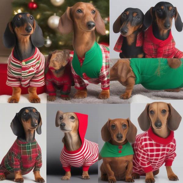 Different Christmas Pajama Styles for Dachshunds